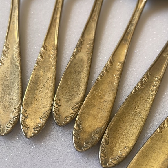 VTG ca 1936-51 National silver Co. KES King Edward silver plate set 6 tea spoons - Picture 9 of 11